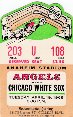 1966 California Angels First Game in Anaheim Stadium Ticket